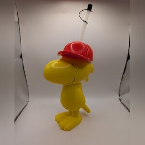 Peanuts Woodstock Baseball Cap Plastic Sipper Cup with Straw 13" Valley Fair